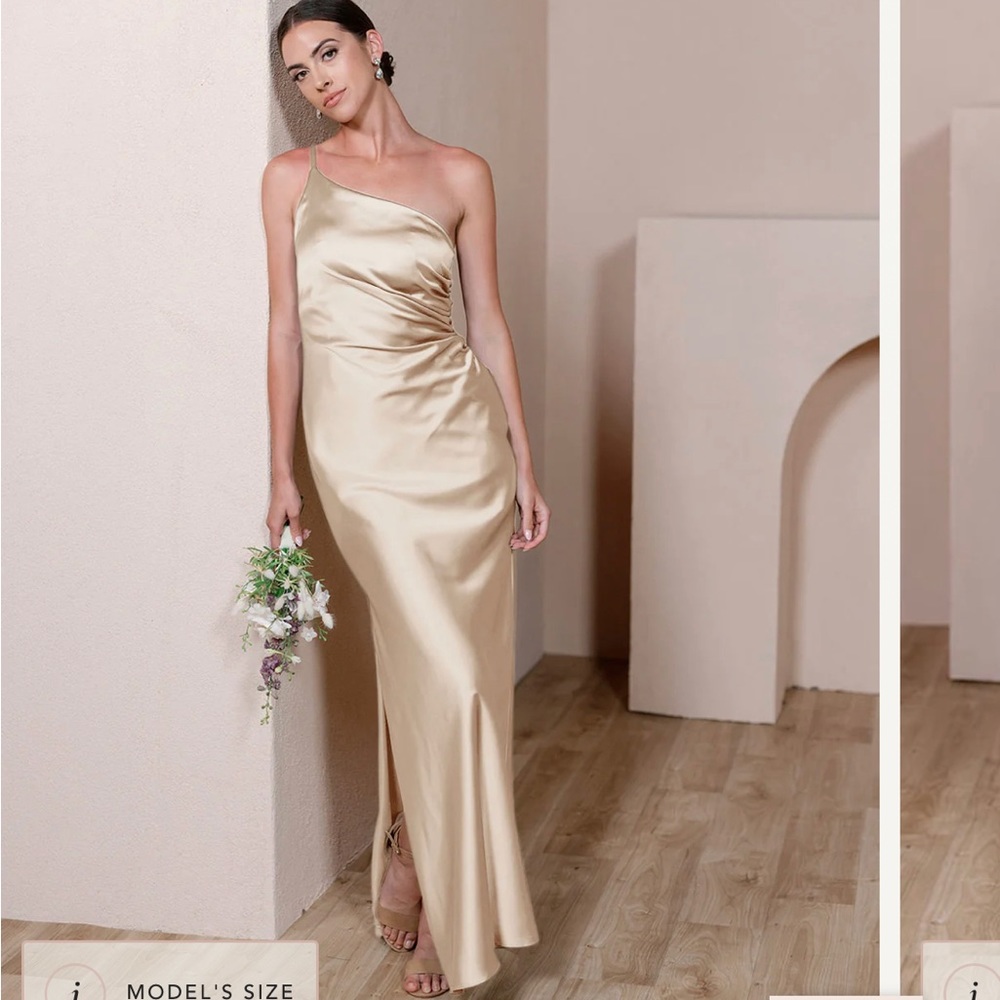Revelry Jade Satin Dress Champagne Gold Size 0